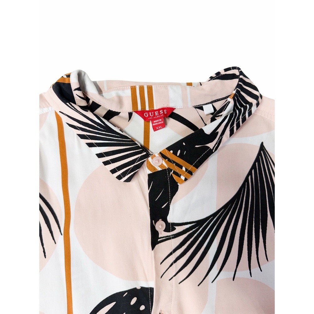 Guess Tropical Men's Button Up Shirt XXL Palm Leaf Summer Casual Beach Vacation - Picture 3 of 7